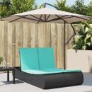 ARDEBO.de - Doppel-Sonnenliege mit Kissen Schwarz Poly Rattan