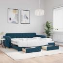 ARDEBO.de - Tagesbett Ausziehbar mit Schubladen Blau 90x200 cm Samt