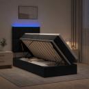LED-Speicherbett mit Matratze Schwarz 90 x 200 cm Samt