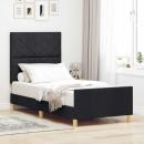 Bettgestell mit Kopfteil Schwarz 90 x 190 cm Stoff