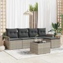 Gartensofa-set 6 stk. Hellgrau Poly-Rattan