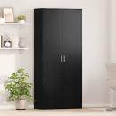 Highboard 80 x 35 x 180 cm Holzwerkstoff Schwarz Eichen-Optik