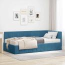 Eckbettgestell mit Matratze mit Kopfteil 2 stk. Blau Samt