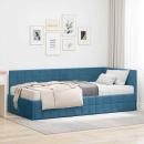Eckbettgestell mit Matratze mit Kopfteil 2 Stk. Blau Samt