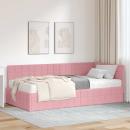 Eckbettgestell mit Matratze 2 stk. Rosa 100 x 200 cm Samt