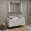 Badezimmermöbel-Set 4 stk. Weiß Ingenieurholz und Glas