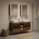 Badezimmermöbel-Set 5 stk. Altholz Ingenieurholz und Glas