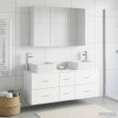 Badezimmermöbel-Set 4 stk. Weiß Ingenieurholz und Glas