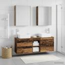 Badezimmermöbel-Set 5 stk. Altholz Ingenieurholz und Glas