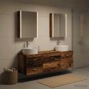 Badezimmermöbel-Set 5 stk. Altholz Ingenieurholz und Glas