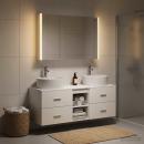 Badezimmermöbel-Set 4 stk. Weiß Ingenieurholz und Glas