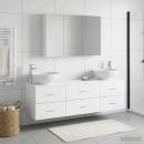 Badezimmermöbel-Set 4 stk. Weiß Ingenieurholz und Glas