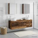 Badezimmermöbel-Set 5 stk. Altholz Ingenieurholz und Glas