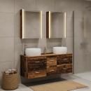 Badezimmermöbel-Set 5 stk. Altholz Ingenieurholz und Glas