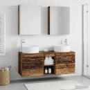 Badezimmermöbel-Set 5 stk. Altholz Ingenieurholz und Glas