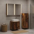 Badezimmermöbel-Set 4 stk. Altholz Ingenieurholz und Glas