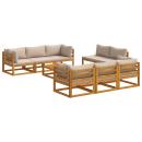9-teiliges Garten-Lounge-Set, modular Natur Massivholz Akazie