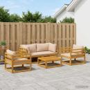 5-teiliges Garten-Lounge-Set Modular Natur Massivholz Akazie
