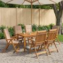 7-Piece Garden Dining Set Natur Massivholz Akazie