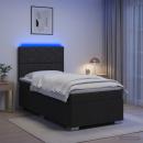 LED Boxspringbett mit Matratze Schwarz 90 x 200 cm Stoff