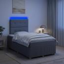 LED Boxspringbett mit Matratze Hellgrau 120 x 200 cm Stoff