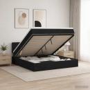 Ottoman Bett mit Matratze Schwarz 180 x 200 cm Stoff