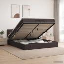 Ottoman Bett mit Matratze Dunkelbraun 200 x 200 cm Stoff
