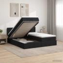 Ottoman Bett mit Matratze mit Kopfteil 2 Stk. Schwarz Stoff