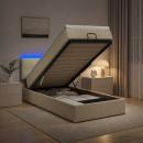 Ottoman-Bett mit Matratze und LED Creme 100 x 200 cm Stoff