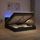 Ottoman-Bett mit Matratze und LED Schwarz 180 x 200 cm Stoff