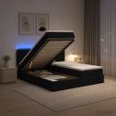 Ottoman-Bett mit Matratze und LED Schwarz 180 x 200 cm Stoff