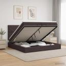 Ottoman Bett mit Matratze Dunkelbraun 200 x 200 cm Stoff