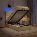 Ottoman-Bett mit Matratze und LED Creme 100 x 200 cm Stoff