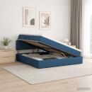 Aufbewahrungsbett mit Matratze Blau 160 x 200 cm Samt