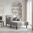 ARDEBO.de - Chaiselongue Hellgrau Samt