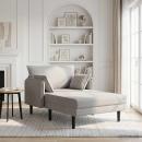 ARDEBO.de - Große Chaiselongue Hellgrau Bouclé