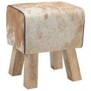 Bank 40 x 30 x 45 cm Echtes Leder Braun und Weiß