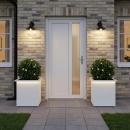 ARDEBO.de - Garten-Pflanzkübel mit LED 2 stk. Weiß 40 x 40 x 40 cm Stahl