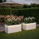 ARDEBO.de - Garten-Pflanzkübel mit LED 2 stk. Weiß 30 × 60 × 30 cm Stahl
