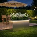ARDEBO.de - Garten-Pflanzkübel mit LED Silber 30 × 60 × 30 cm Edelstahl