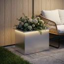 ARDEBO.de - Garten-Pflanzkübel mit LED Silber 40 × 60 × 40 cm