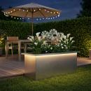 ARDEBO.de - Garten-Pflanzkübel mit LED Silber 30 x 80 x 30 cm Edelstahl
