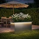 ARDEBO.de - Garten-Pflanzkübel mit LED Silber 30 × 60 × 30 cm