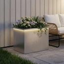ARDEBO.de - Garten-Pflanzkübel mit LED Silber 40 × 60 × 40 cm Edelstahl