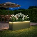 ARDEBO.de - Garten-Pflanzkübel mit LED Olivgrün 30 x 100 x 30 cm Stahl
