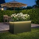 ARDEBO.de - Garten-Pflanzkübel mit LED Olivgrün 30 × 60 × 30 cm Stahl