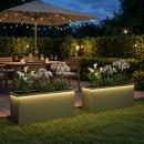 ARDEBO.de - Garten-Pflanzkübel mit LED 2 stk. Olivgrün 30 × 100 × 30 cm