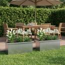 ARDEBO.de - Garten-Pflanzkübel mit LED 2 stk. Silber 30 x 80 x 30 cm