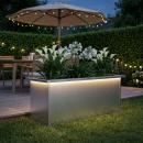 ARDEBO.de - Garten-Pflanzkübel mit LED Weiß 30 x 80 x 30 cm Stahl