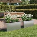 ARDEBO.de - Garten-Pflanzkübel mit LED 2 stk. Silber 30 × 100 × 30 cm